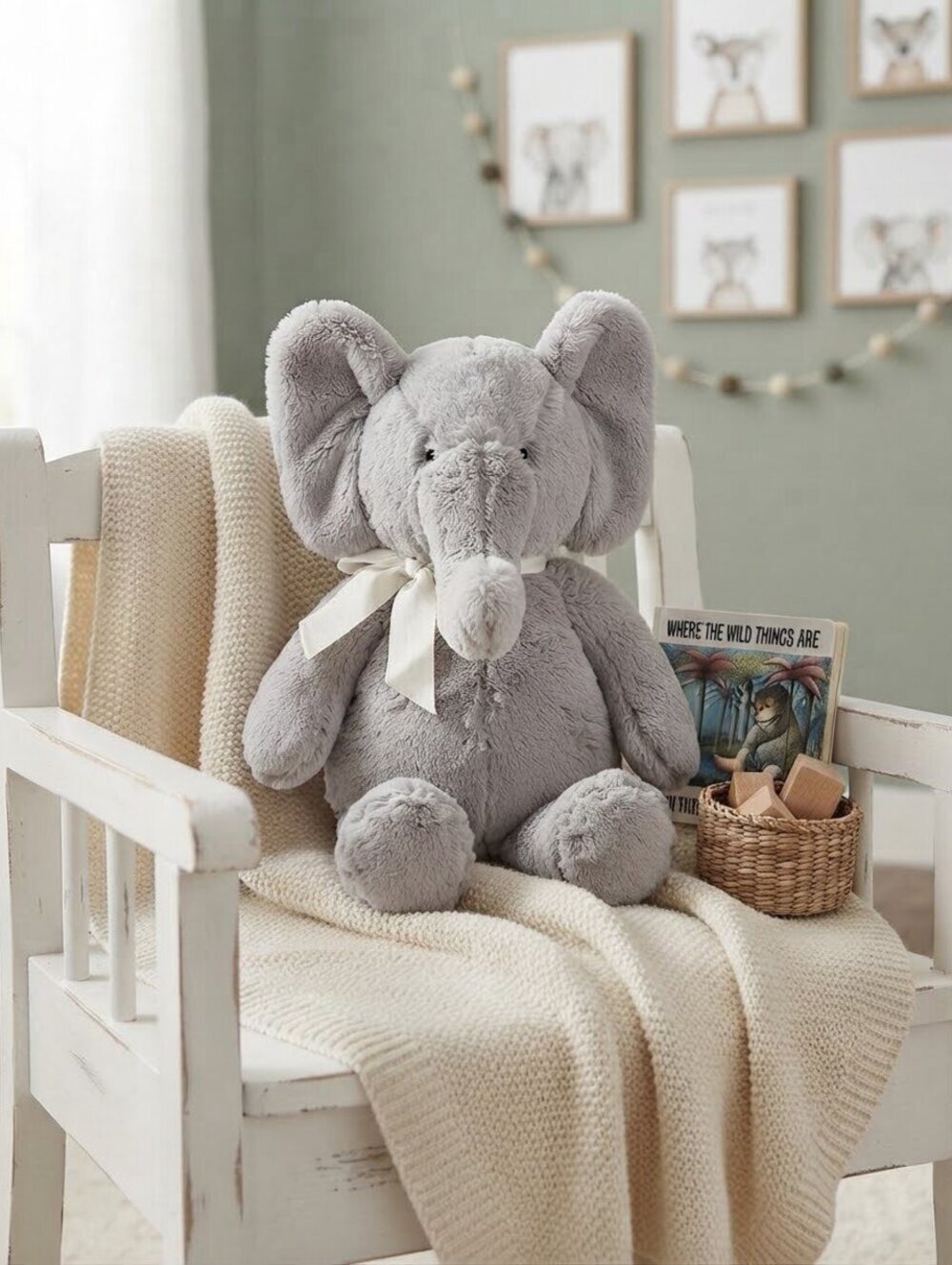 Pottery Barn Kids Gray Elephant Plush Stuffed Animal Toy